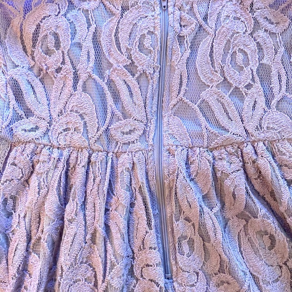 Dress w/POCKETS Purple Flirty Spaghetti Strap Fire Los Angeles Lace Short M - Picture 2 of 4